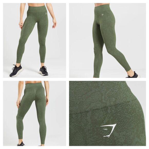 Gymshark Adapt Animal Seamless Leggings Core Olive Green Women's Medium B4A71 - Picture 1 of 8